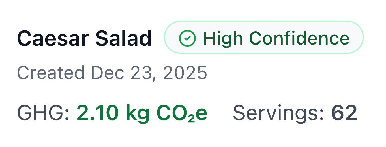 Instant menu-level emissions